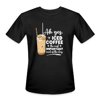 Funny Cold Iced Coffee Meal Lovers Coffee Addict - Men's Moisture Wicking Performance T-Shirt - black - Front - Jackson (183cm)