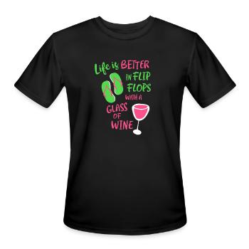Life is Better in Flip Flops With a Glass of Wine - Men's Moisture Wicking Performance T-Shirt - black - Front - Jackson (183cm)