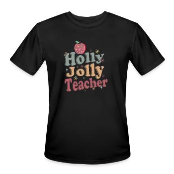 Holly Jolly Teacher - Men's Moisture Wicking Performance T-Shirt - black - Front - Jackson (183cm)