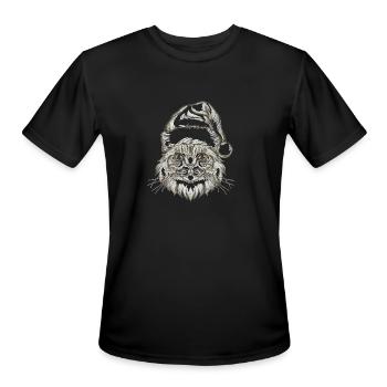cat in santa hat2 - Men's Moisture Wicking Performance T-Shirt - black - Front - Jackson (183cm)