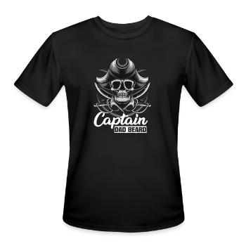 Captain Dad Beard Captain Boot Sailing Sailing - Men's Moisture Wicking Performance T-Shirt - black - Front - Jackson (183cm)