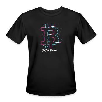Bitcoin To The Future Bitcoin BTC Crypto Currency - Men's Moisture Wicking Performance T-Shirt - black - Front - Jackson (183cm)