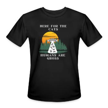 ICI POUR LES CHATS, LES HUMAINS SONT DES CHATS DÉGOÛTANTS ET DRÔLES - T-Shirt Performance pour hommes - noir - Devant - Jackson (183cm)