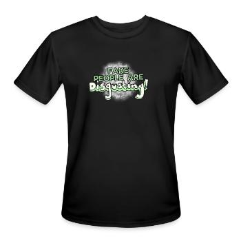 Fake People Are Disgusting Statement Green Slime - Men's Moisture Wicking Performance T-Shirt - black - Front - Jackson (183cm)