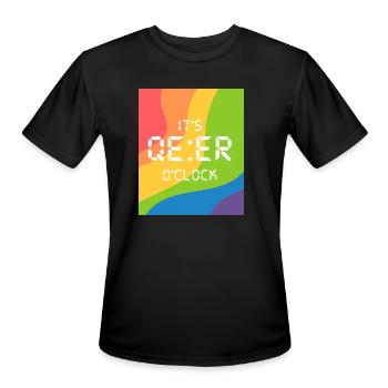 IT'S QUEER O'CLOCK - Men's Moisture Wicking Performance T-Shirt - black - Front - Jackson (183cm)