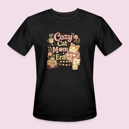Cozy Cat Mom Era Faux Stitched Design - Men's Moisture Wicking Performance T-Shirt