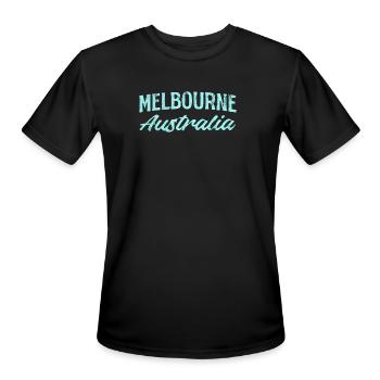 Melbourne Australia Typography Duo - Men's Moisture Wicking Performance T-Shirt - black - Front - Jackson (183cm)