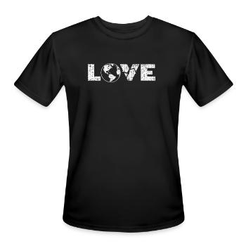 Love the Earth – Eco Friendly Globe Design - Men's Moisture Wicking Performance T-Shirt - black - Front - Jackson (183cm)