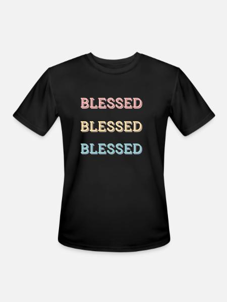 Repeated blessed qoute - Men's Moisture Wicking Performance T-Shirt - black