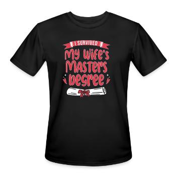 I Survived My Wifes Masters Degree stars vintage - Men's Moisture Wicking Performance T-Shirt - black - Front - Jackson (183cm)