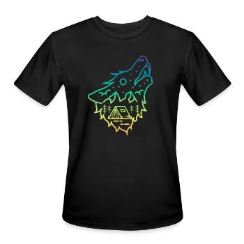 The Mountain Moon Wolf Howling Wolves - Men's Moisture Wicking Performance T-Shirt - black - Front - Jackson (183cm)