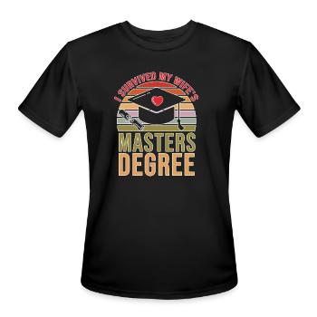 I Survived My Wifes Masters Degree blue red - Men's Moisture Wicking Performance T-Shirt - black - Front - Jackson (183cm)