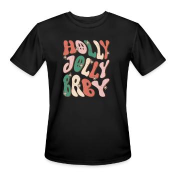 Retro Groovy Holly Jolly Baby - Men's Moisture Wicking Performance T-Shirt - black - Front - Jackson (183cm)