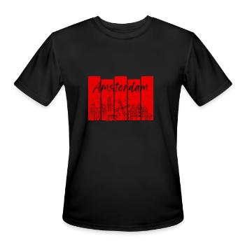 Amsterdam Netherlands Windmill Tulips - Men's Moisture Wicking Performance T-Shirt - black - Front - Jackson (183cm)