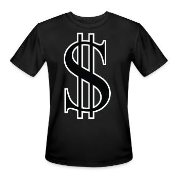 black dollar sign - Men's Moisture Wicking Performance T-Shirt - black - Front - Jackson (183cm)