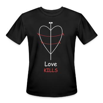 Love Kills Barbed Wire Heart Dagger - Men's Moisture Wicking Performance T-Shirt - black - Front - Jackson (183cm)