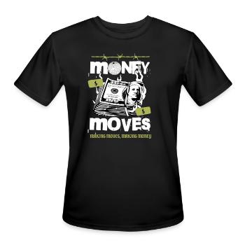 Money Moves Flaming Dollar Hustle - Men's Moisture Wicking Performance T-Shirt - black - Front - Jackson (183cm)
