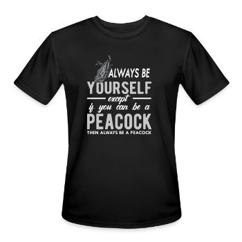 Peacock - Men's Moisture Wicking Performance T-Shirt - black - Front - Jackson (183cm)