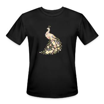 Pastel Floral Bird Silhouette - Men's Moisture Wicking Performance T-Shirt - black - Front - Jackson (183cm)