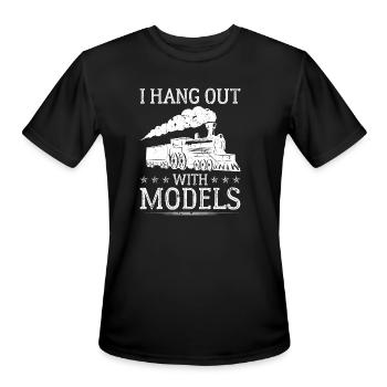 Railroad Lover Model Train - Men's Moisture Wicking Performance T-Shirt - black - Front - Jackson (183cm)
