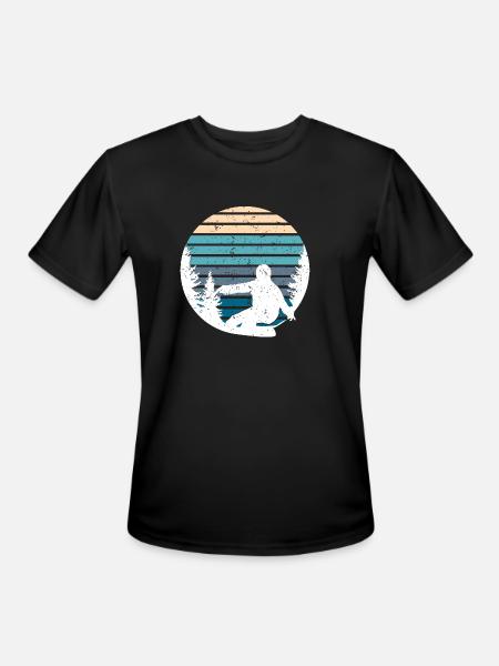 Pine Tree & Snowboard Art - Men's Moisture Wicking Performance T-Shirt - black