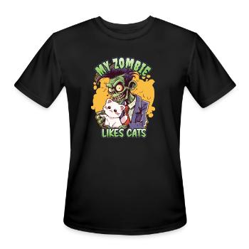 My Zombie Likes Cats For Zombie Fans - Men's Moisture Wicking Performance T-Shirt - black - Front - Jackson (183cm)