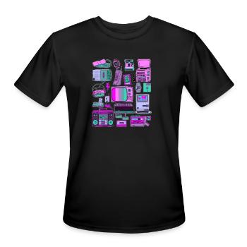 80's tech - Men's Moisture Wicking Performance T-Shirt - black - Front - Jackson (183cm)
