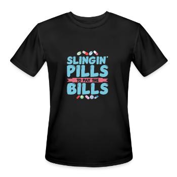 Slingin Pills To Pay The Bills Funny Pharmacy Tech - Men's Moisture Wicking Performance T-Shirt - black - Front - Jackson (183cm)