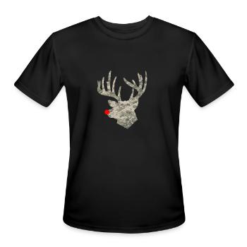 Camo Christmas Deer Hunting Camouflage Christmas - Men's Moisture Wicking Performance T-Shirt - black - Front - Jackson (183cm)