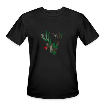 Camo Christmas Deer Hunting Camouflage Christmas - Men's Moisture Wicking Performance T-Shirt - black - Front - Jackson (183cm)