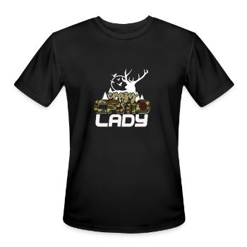 Crazy Camo Lady Women's Deer Hunting Season Camo - Men's Moisture Wicking Performance T-Shirt - black - Front - Jackson (183cm)