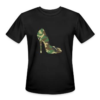 Heels Woodland Camo Women's Camouflage High Heels - Men's Moisture Wicking Performance T-Shirt - black - Front - Jackson (183cm)