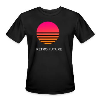 Retro Sunset Stripes Circle - Men's Moisture Wicking Performance T-Shirt - black - Front - Jackson (183cm)