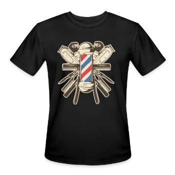 Barber Accessories - Hairdresser Beard Hairstyle - Men's Moisture Wicking Performance T-Shirt - black - Front - Jackson (183cm)