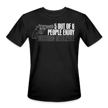 5 out of 6 People Enjoy Russian Roulette - Men's Moisture Wicking Performance T-Shirt - black - Front - Jackson (183cm)