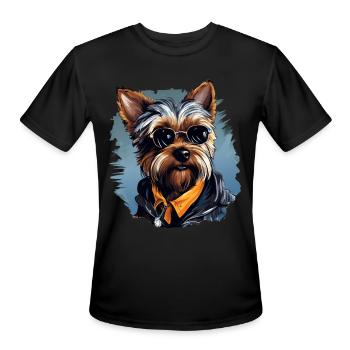 Urban Tinker: Streetwise Yorkshire Terrier Vibes - Men's Moisture Wicking Performance T-Shirt - black - Front - Jackson (183cm)