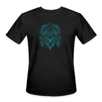Azure Ornate Mandala Emblem - Men's Moisture Wicking Performance T-Shirt - black - Front - Jackson (183cm)