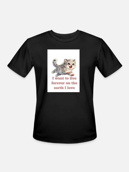 Happy Snow Leopard Design - Men's Moisture Wicking Performance T-Shirt - black