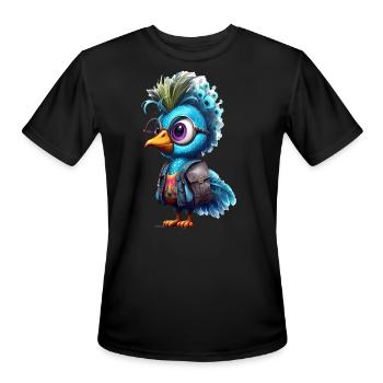Cute Peacock Cartoon - Men's Moisture Wicking Performance T-Shirt - black - Front - Jackson (183cm)