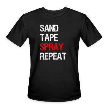 Sand Tape Spray Repeat for Automotive Car Painters - Men's Moisture Wicking Performance T-Shirt - black - Front - Jackson (183cm)