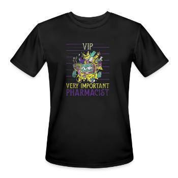 Funny Pharmacist VIP Pharmacy Chemist Science - Men's Moisture Wicking Performance T-Shirt - black - Front - Jackson (183cm)