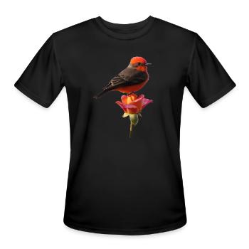 Vermilion Flycatcher - Men's Moisture Wicking Performance T-Shirt - black - Front - Jackson (183cm)