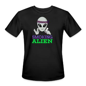 THE SMOKING ALIEN - Men's Moisture Wicking Performance T-Shirt - black - Front - Jackson (183cm)