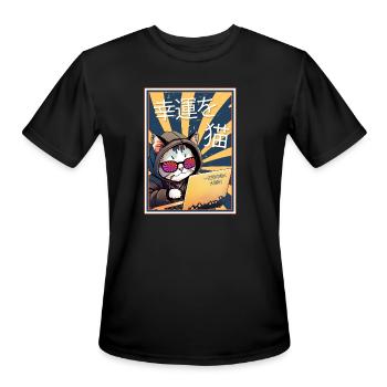 Naughty Neko Cat Hacker Purrfect Good Luck Japan - Men's Moisture Wicking Performance T-Shirt - black - Front - Jackson (183cm)