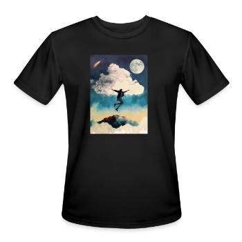 Portrait of Moonlight Dancing Among the Stars - Men's Moisture Wicking Performance T-Shirt - black - Front - Jackson (183cm)