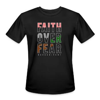 Faith Over Fear - Men's Moisture Wicking Performance T-Shirt - black - Front - Jackson (183cm)