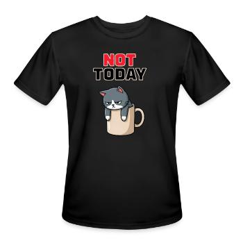 Not Today Cat - Funny Office Coffee Cat Meme - Men's Moisture Wicking Performance T-Shirt - black - Front - Jackson (183cm)