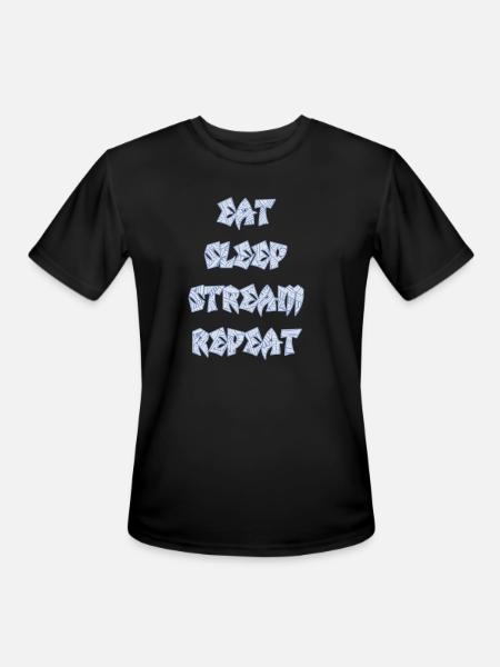 EAT SLEEP STREAM REPEAT - Men's Moisture Wicking Performance T-Shirt - black