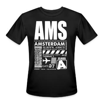 AMS Amsterdam Airport - Men's Moisture Wicking Performance T-Shirt - black - Front - Jackson (183cm)