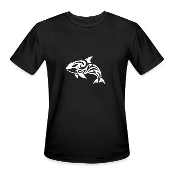 Sleek Elegant Orca Tribal Tattoo Style - Men's Moisture Wicking Performance T-Shirt - black - Front - Jackson (183cm)